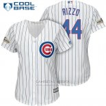 Camiseta Beisbol Mujer Chicago Cubs 2017 Postemporada 44 Anthony Rizzo Blanco Cool Base