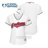 Camiseta Beisbol Mujer Cleveland Indians 2019 All Star Patch Cool Base Primera Personalizada Blanco