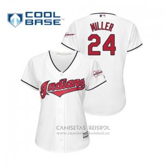 Camiseta Beisbol Mujer Cleveland Indians Andrew Miller 2019 All Star Patch Cool Base Blanco