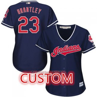 Camiseta Beisbol Mujer Cleveland Indians Personalizada Azul