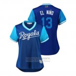 Camiseta Beisbol Mujer Kansas City Royals Salvador Perez 2018 LLWS Players Weekend El Nino Azul