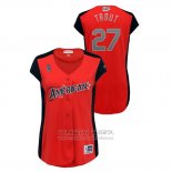 Camiseta Beisbol Mujer Los Angeles Angels 2019 All Star Workout American League Mike Trout Rojo