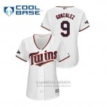 Camiseta Beisbol Mujer Minnesota Twins Marwin Gonzalez 2019 Postemporada Cool Base Blanco