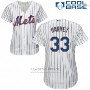 Camiseta Beisbol Mujer New York Mets Matt Harvey Cool Base Blanco