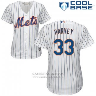 Camiseta Beisbol Mujer New York Mets Matt Harvey Cool Base Blanco