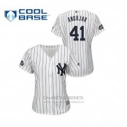 Camiseta Beisbol Mujer New York Yankees Miguel Andujar Cool Base 2019 London Series Blanco