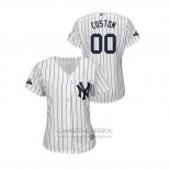 Camiseta Beisbol Mujer New York Yankees Personalizada 2019 Postemporada Cool Base Blanco