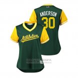 Camiseta Beisbol Mujer Oakland Athletics Brett Anderson 2018 LLWS Players Weekend Anderson Verde