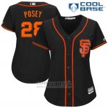 Camiseta Beisbol Mujer San Francisco Giants 28 Buster Posey Negro 2017 Cool Base