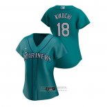 Camiseta Beisbol Mujer Seattle Mariners Yusei Kikuchi 2020 Replica Alterno Verde