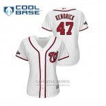 Camiseta Beisbol Mujer Washington Nationals Howie Kendrick 2019 Postemporada Cool Base Blanco