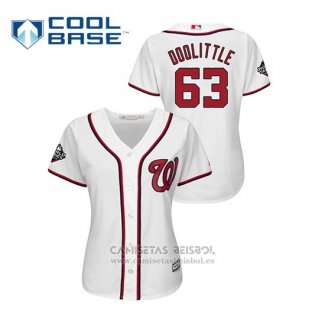 Camiseta Beisbol Mujer Washington Nationals Sean Doolittle 2019 World Series Bound Cool Base Blanco