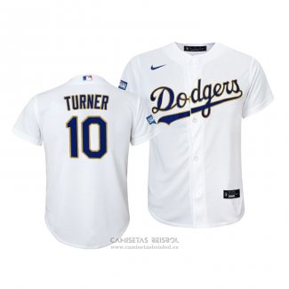 Camiseta Beisbol Nino Los Angeles Dodgers Justin Turner 2021 Gold Program Replica Blanco