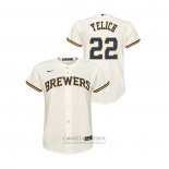 Camiseta Beisbol Nino Milwaukee Brewers Christian Yelich Replica Primera Crema