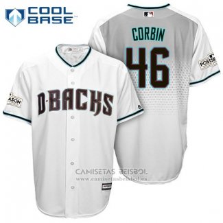 Camiseta Beisbol Hombre Arizona Diamondbacks 2017 Postemporada 46 Patrick Corbin Blanco Cool Base