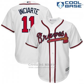 Camiseta Beisbol Hombre Atlanta Braves 11 Ender Inciarte Blanco Cool Base