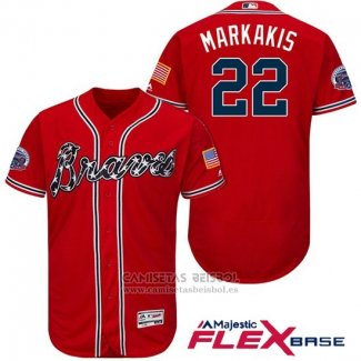 Camiseta Beisbol Hombre Atlanta Braves 22 Nick Markakis Rojo 2017 All Star Flex Base