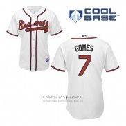 Camiseta Beisbol Hombre Atlanta Braves 7 Jonny Gomes Blanco Primera Cool Base
