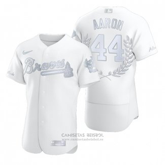 Camiseta Beisbol Hombre Atlanta Braves Hank Aaron Awards Collection Retirement Blanco