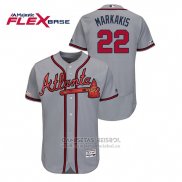 Camiseta Beisbol Hombre Atlanta Braves Nick Markakis Autentico Flex Base Gris
