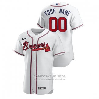 Camiseta Beisbol Hombre Atlanta Braves Personalizada Autentico Nike Blanco