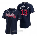 Camiseta Beisbol Hombre Atlanta Braves Ronald Acuna Jr. 2020 Stars & Stripes 4th of July Blanco