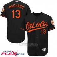 Camiseta Beisbol Hombre Baltimore Orioles 13 Manny Machado Autentico Collection Negro Flex Base