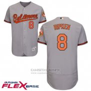 Camiseta Beisbol Hombre Baltimore Orioles 8 Cal Ripken Autentico Collection Flex Base Gris