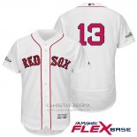 Camiseta Beisbol Hombre Boston Red Sox 2017 Postemporada 13 Hanley Ramirez Blanco Flex Base