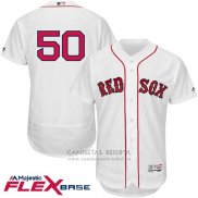 Camiseta Beisbol Hombre Boston Red Sox 50 Mookie Betts Blanco Flex Base Autentico Collection