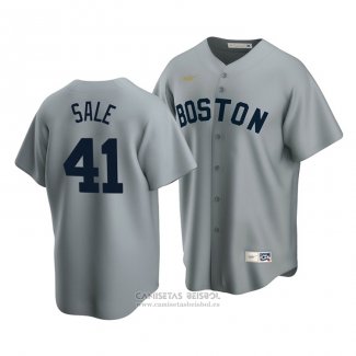 Camiseta Beisbol Hombre Boston Red Sox Chris Sale Cooperstown Collection Road Gris