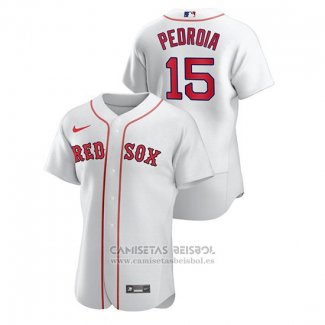 Camiseta Beisbol Hombre Boston Red Sox Dustin Pedroia Autentico Blanco