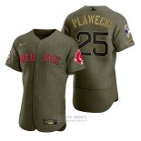 Camiseta Beisbol Hombre Boston Red Sox Kevin Plawecki Camuflaje Digital Verde 2021 Salute To Service