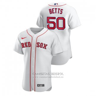 Camiseta Beisbol Hombre Boston Red Sox Mookie Betts Autentico Blanco