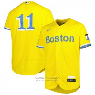 Camiseta Beisbol Hombre Boston Red Sox Rafael Devers City Connect Autentico Oro