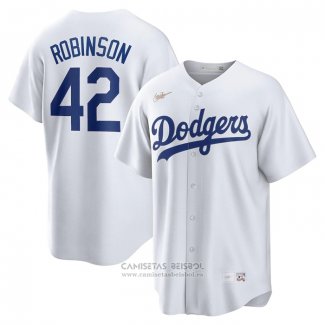 Camiseta Beisbol Hombre Brooklyn Los Angeles Dodgers Jackie Robinson Primera Cooperstown Collection Blanco