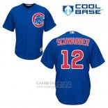 Camiseta Beisbol Hombre Chicago Cubs 12 Kyle Schwarber Azul Alterno Cool Base
