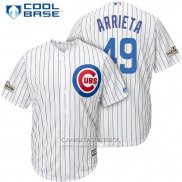 Camiseta Beisbol Hombre Chicago Cubs 2017 Postemporada 49 Jake Arrieta Blanco Cool Base