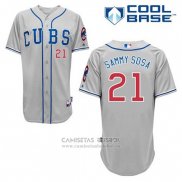 Camiseta Beisbol Hombre Chicago Cubs 21 Sammy Sosa Gris Alterno Cool Base