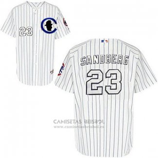 Camiseta Beisbol Hombre Chicago Cubs 23 Ryne Sandberg Sliver No 3 Blanco Primera