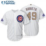 Camiseta Beisbol Hombre Chicago Cubs 49 Jake Arrieta Blanco Oro Cool Base