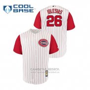 Camiseta Beisbol Hombre Cincinnati Reds Raisel Iglesias Throwback 1961 Cool Base Blanco Rojo