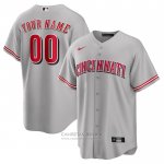 Camiseta Beisbol Hombre Cincinnati Reds Road Personalizada Replica Gris Camiseta Beisbol Hombre Cincinnati Reds Road Personalizada Replica Gris