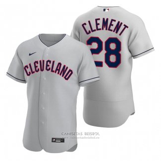 Camiseta Beisbol Hombre Cleveland Guardians Ernie Clement Road Autentico Gris