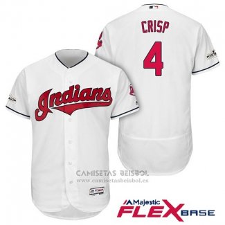 Camiseta Beisbol Hombre Cleveland Indians 2017 Postemporada Coco Crisp Blanco Flex Base