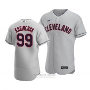 Camiseta Beisbol Hombre Cleveland Indians James Karinchak Autentico Road Gris
