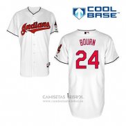 Camiseta Beisbol Hombre Cleveland Indians Michael Bourn 24 Blanco Primera Cool Base