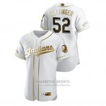 Camiseta Beisbol Hombre Cleveland Indians Mike Clevinger Golden Edition Autentico Blanco