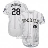 Camiseta Beisbol Hombre Colorado 28 Nolan Arenado Blanco Autentico Collection Jugador