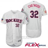 Camiseta Beisbol Hombre Colorado Rockies 2017 Estrellas y Rayas Tyler Chatwood 32 Blanco Flex Base